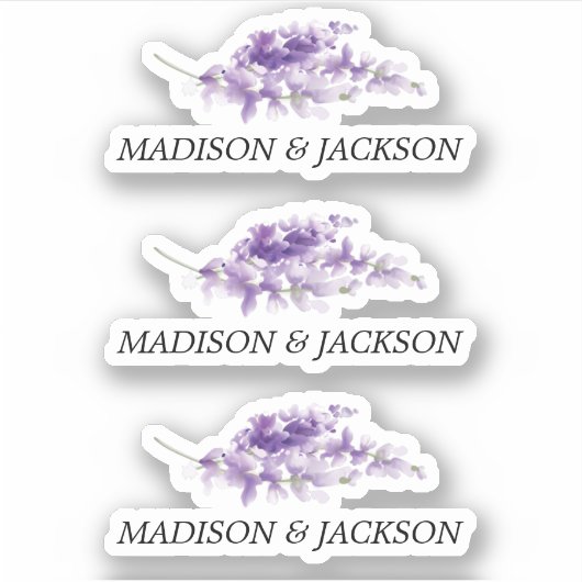 Persoonlijke lavender Waterverf Wedding Sticker (Voorkant)