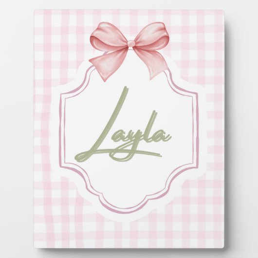 Persoonlijke Layla Baby Meisje Slaapkamer Boog&Gin Fotoplaat (Voorkant)