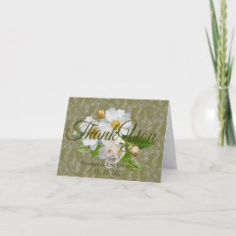 Persoonlijke lege witte rozen gebloemde bruiloft bedankkaart