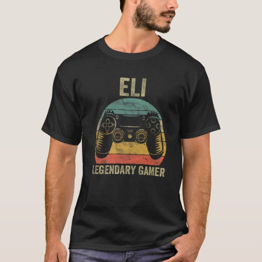 Persoonlijke Legendary Gamer Eli Name Video Gamer T-shirt (Voorkant)