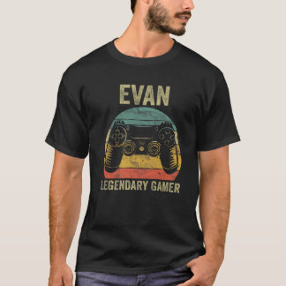 Persoonlijke Legendary Gamer Evan Name Video Gamer T-shirt