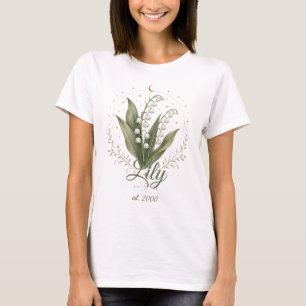 Persoonlijke lelietje-van-dalen geboortebloem naam t-shirt