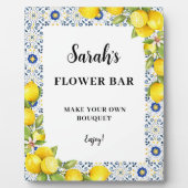 Persoonlijke lemon op blauwe tegels Vloerbalk Fotoplaat (Voorkant)