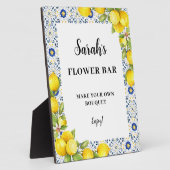 Persoonlijke lemon op blauwe tegels Vloerbalk Fotoplaat (Zijkant)