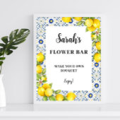 Persoonlijke lemon op blauwe tegels Vloerbalk Poster