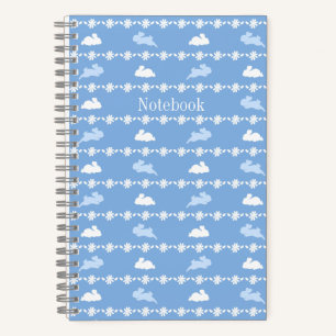 Persoonlijke Lente Konijn Madeliefjes Wit Blauw Notitieboek