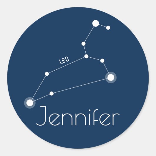 Persoonlijke Leo Zodiac Constellation Ronde Sticker (Voorkant)