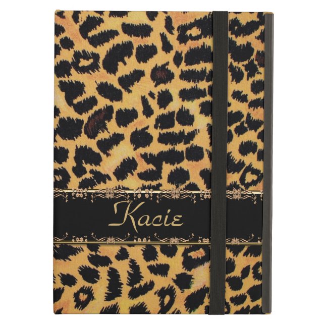 Persoonlijke Leopard Animal Print iPad Air-draagta Air Hoesje (Voorkant Gesloten)