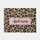 Persoonlijke leopard Burlap Achternaam Doormat Deurmat (Voorkant)