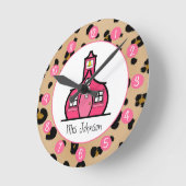 Persoonlijke leopard-klok voor leraren ronde klok (Hoek)