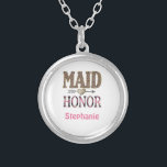Persoonlijke Leopard Print Maid of Honor Gift Zilver Vergulden Ketting<br><div class="desc">Geef deze Maid of Honor Silver-ketting of locket een persoonlijk tintje met haar naam. Een geweldig cadeau voor je Maid of Honor. Zie ook onze bruidsmeisjes en moeders kettingen.</div>