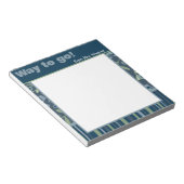 Persoonlijke leraar blauw bloemig gestreept modern notitieblok (Schuin)