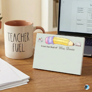 Persoonlijke leraar van het bureau van potlood & B Post-it® Notes