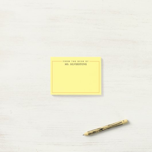 Persoonlijke leraar vanuit het bureau van post-it® notes (Op bureau)