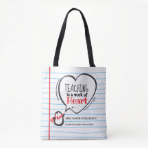 Persoonlijke leraar waardering hart Canvas tas