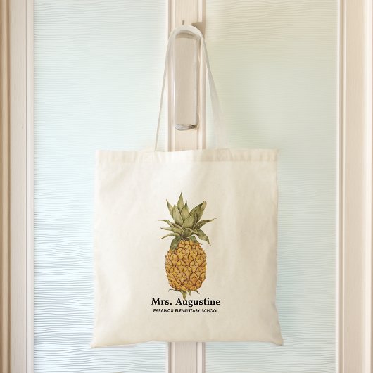 Persoonlijke leraren school ananas tote bag