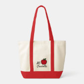 Persoonlijke Lerarennaam Rode Appel Kwart Tote Bag (Achterkant)