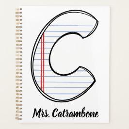 Persoonlijke lesplanner met Notebookpapier initiaa Planner
