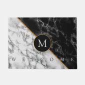 Persoonlijke Letter Black White Marble Doormat Deurmat (Voorkant)
