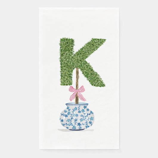 Persoonlijke Letter K Preppy Topiary Monogram Servet (Voorkant)