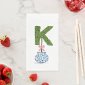 Persoonlijke Letter K Preppy Topiary Monogram Servet (Insitu)
