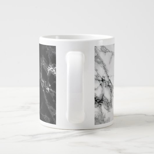 Persoonlijke Letter-koffie Mok zwarte witte marmer (Achterkant)