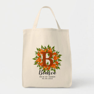 Persoonlijke Letter Oranje Bridesmaid Canvas tas