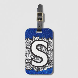 Persoonlijke Letter S Glitter Tatoeage Bloemen Bagagelabel