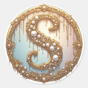 Persoonlijke Letter S Sieraden Stijl Cadeau Idee Ronde Sticker
