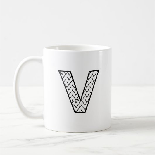 Persoonlijke Letter V Keramische Monogrammok Koffiemok (Links)
