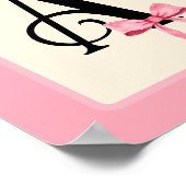 Persoonlijke Letterprint met Roze Coquette Strik Poster (Hoek)