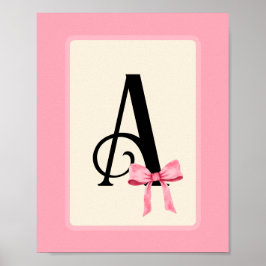 Persoonlijke Letterprint met Roze Coquette Strik Poster