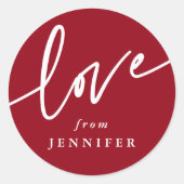 Persoonlijke lettertype 'Love' Ronde Sticker (Voorkant)
