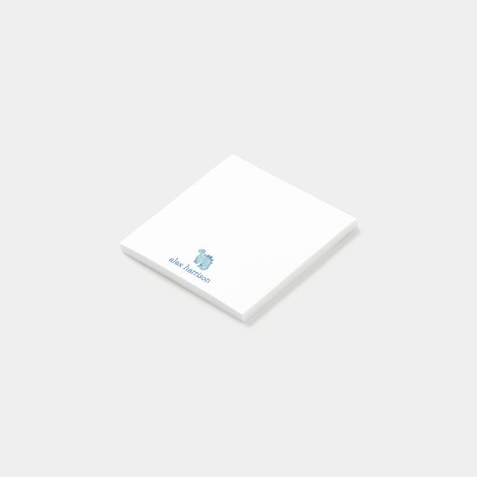 Persoonlijke leuke blauwe dinosaurus  post-it® notes (Schuin)