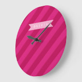 Persoonlijke Leuke Cute Moderne Roze Streep Grote Klok (Hoek)