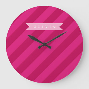 Persoonlijke Leuke Cute Moderne Roze Streep Grote Klok