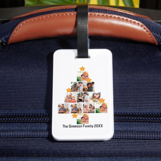 Persoonlijke Leuke Familie Kerst 11 Foto Collage Bagagelabel (Achter Insitu 4)