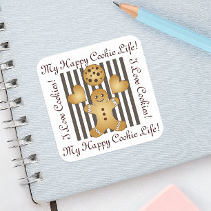 Persoonlijke leuke gemberkoek mannetje koekje vierkante sticker