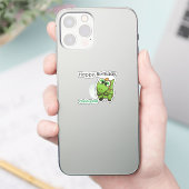 Persoonlijke leuke groene dinosauriërs blauwe verj sticker (Telefoon)
