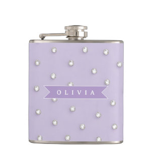 Persoonlijke leuke lavendel strassteentjes polka s heupfles