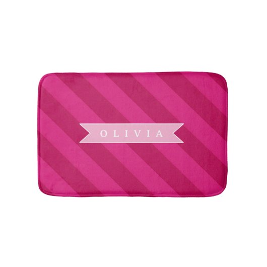 Persoonlijke Leuke Moderne Roze Streep Badmat (Voorkant)