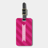 Persoonlijke Leuke Moderne Roze Streep Bagagelabel (Voorkant verticaal)