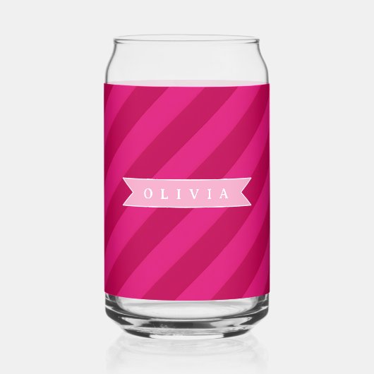 Persoonlijke Leuke Moderne Roze Streep Blikvorm Glas (Voorkant)