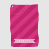 Persoonlijke Leuke Moderne Roze Streep Golfhanddoek (Voorkant)