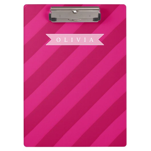 Persoonlijke Leuke Moderne Roze Streep Klembord (Voorkant)