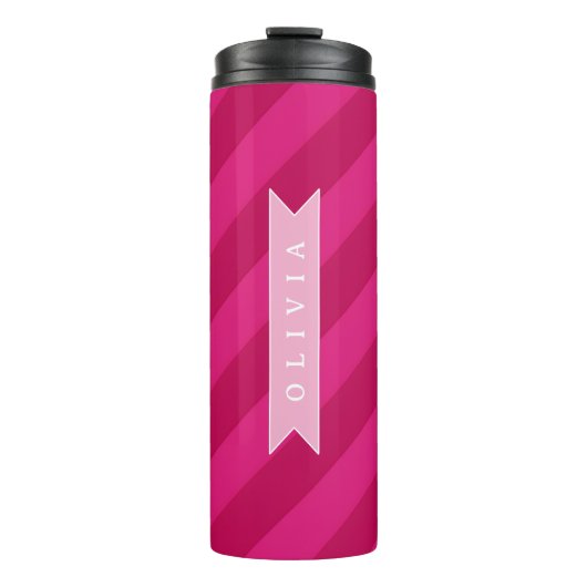 Persoonlijke Leuke Moderne Roze Streep Thermosbeker (Voorkant)