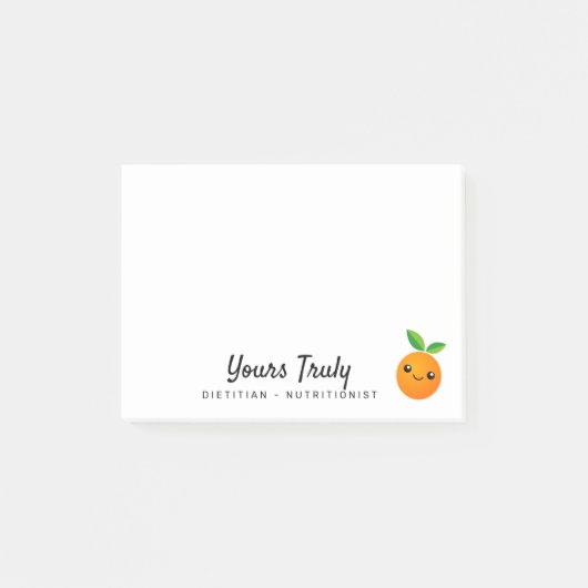 Persoonlijke leuke oranje fruit cartoon diëtist post-it® notes (Voorkant)