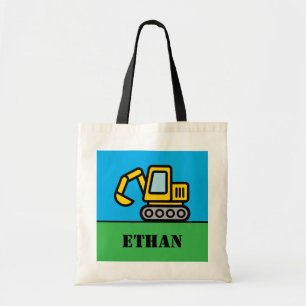 Persoonlijke leuke speelgoed graafmachine kind boe tote bag