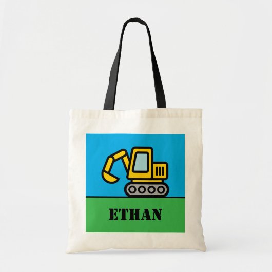 Persoonlijke leuke speelgoed graafmachine kind boe tote bag (Voorkant)