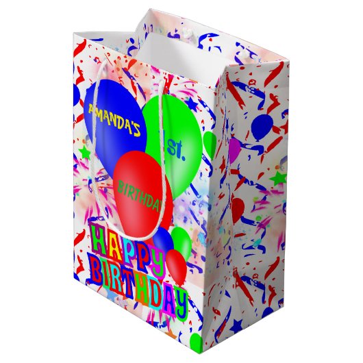 Persoonlijke leuke verjaardag medium cadeauzakje (Achterkant Gekanteld)